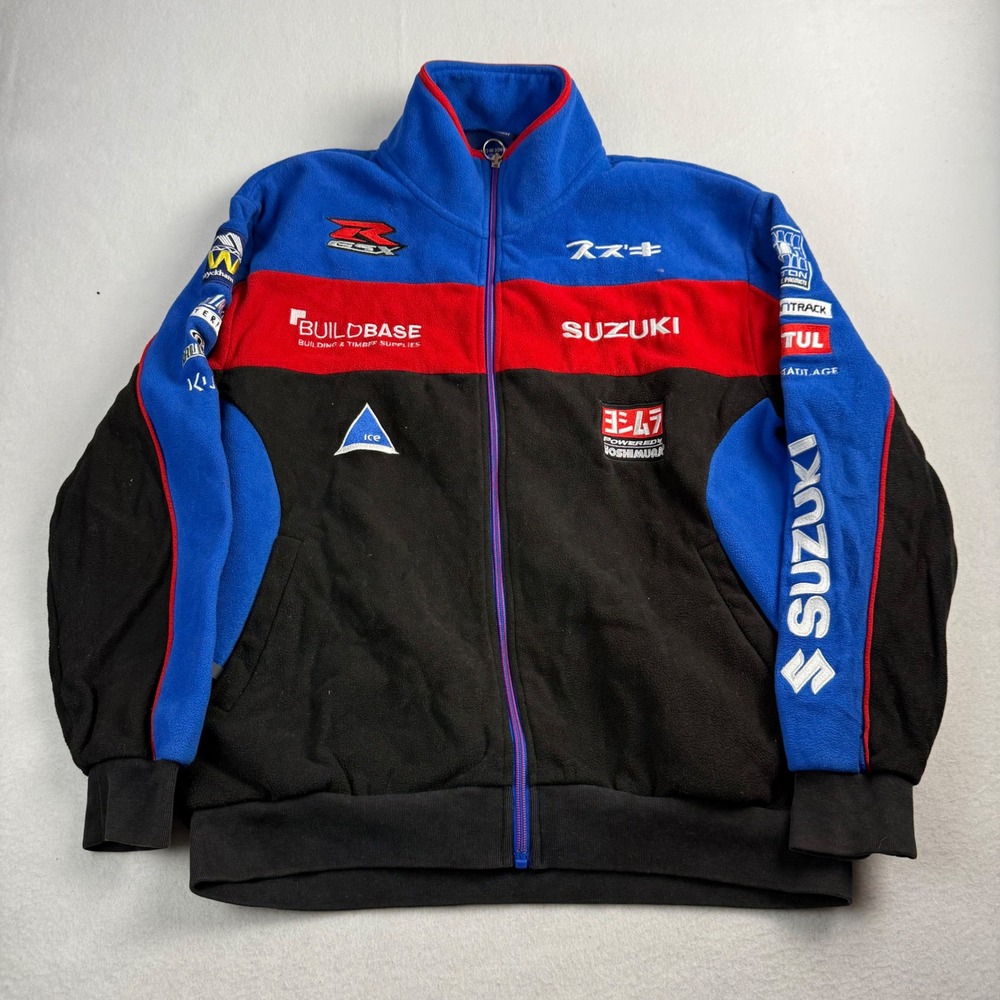 Suzuki GSX-R Racing‎ Fleece Jacket Blue Red Black Full Zip Mens XS Official Gear